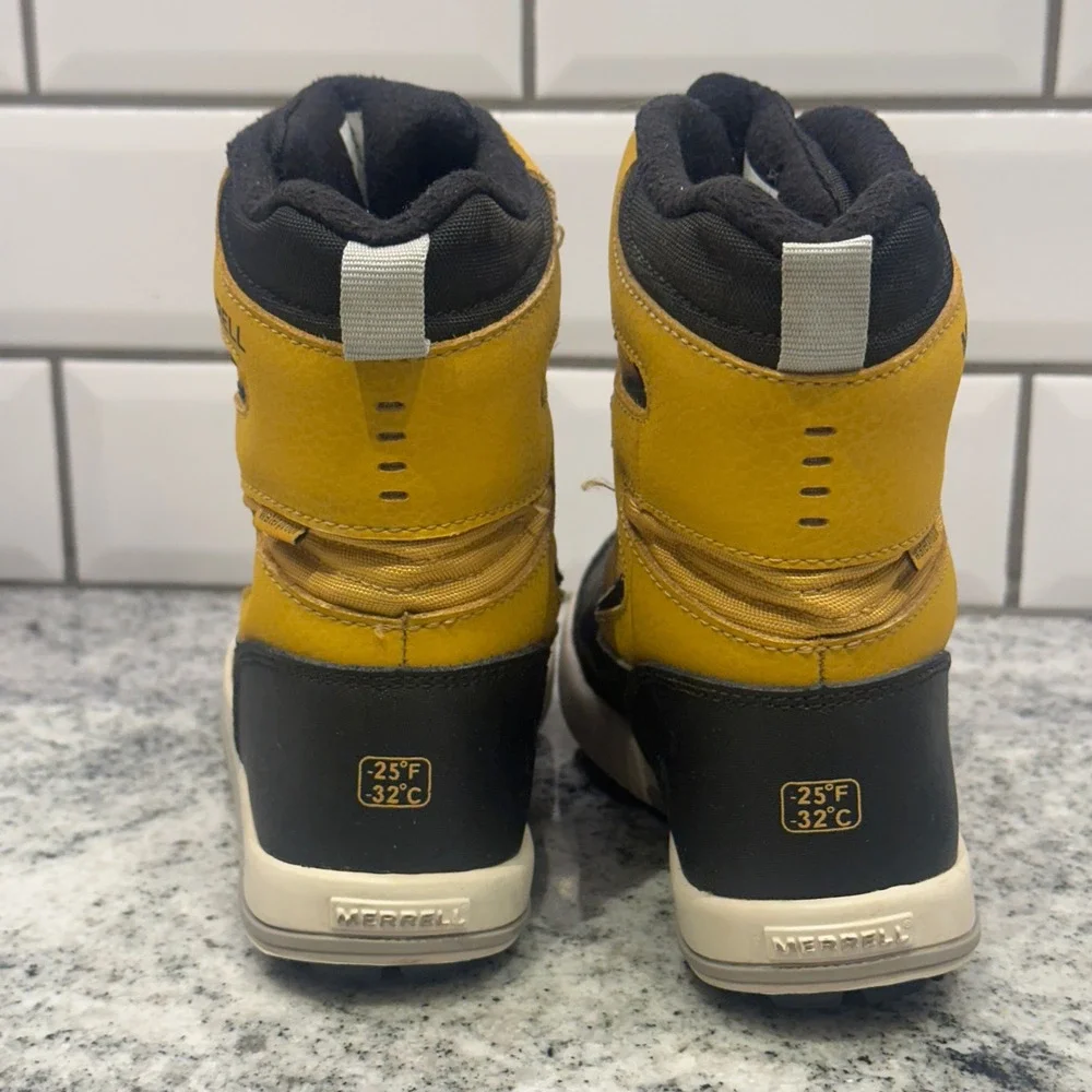 Merrell‎ Kids 13M Snow Quest Lite 3.0 Boots Yellow Black Waterproof Winter -25F